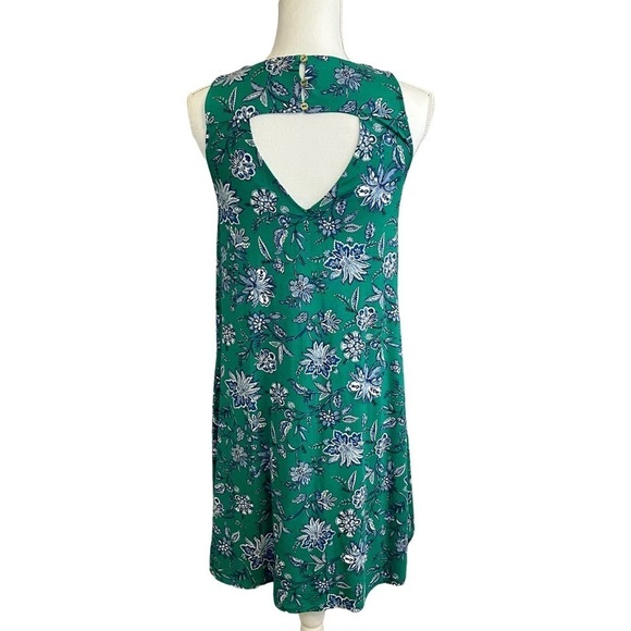 Ann Taylor LOFT Green White and Blue Floral Sleeveless Casual Swing Dress. Sz. S - Picture 6 of 10
